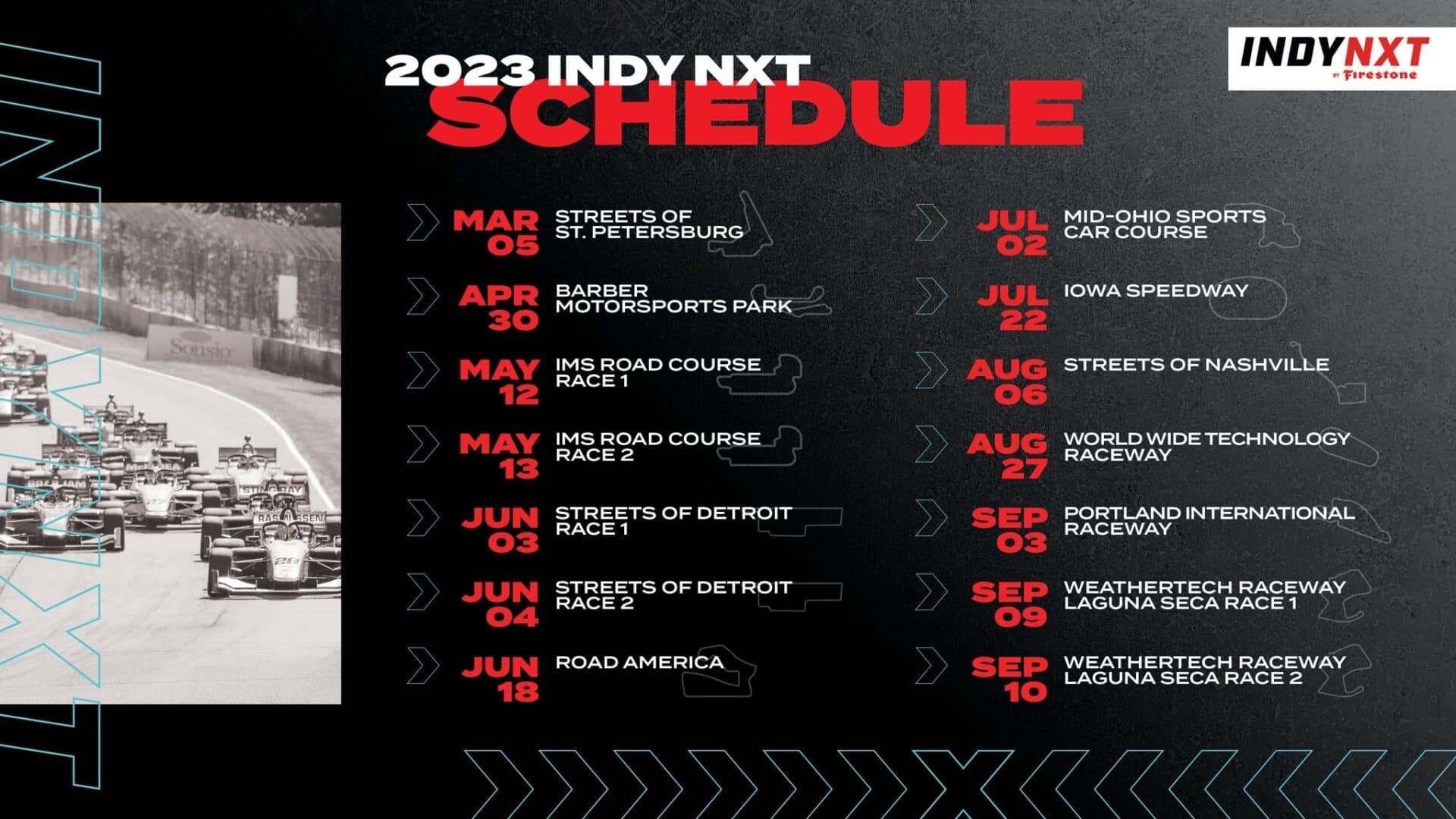 Indy Lights skifter navn til Indy NXT og annoncerer 2023kalender