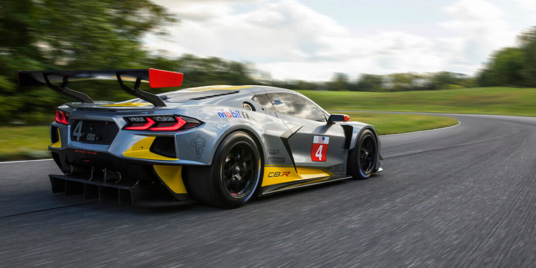 The Corvette C8.R is Chevy’s first mid-engine GTLM race car. The No. 4 car dons a new silver livery, inspired by the color of iconic Corvette concepts. The No. 3 car will feature a traditional yellow color scheme with silver accents.