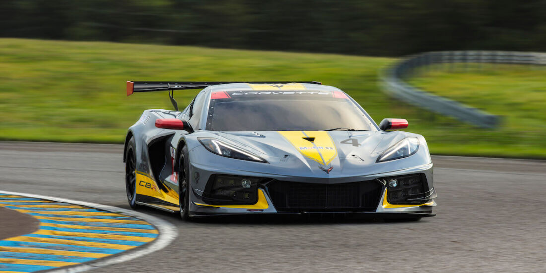 The Corvette C8.R is Chevy’s first mid-engine GTLM race car. The No. 4 car dons a new silver livery, inspired by the color of iconic Corvette concepts. The No. 3 car will feature a traditional yellow color scheme with silver accents.