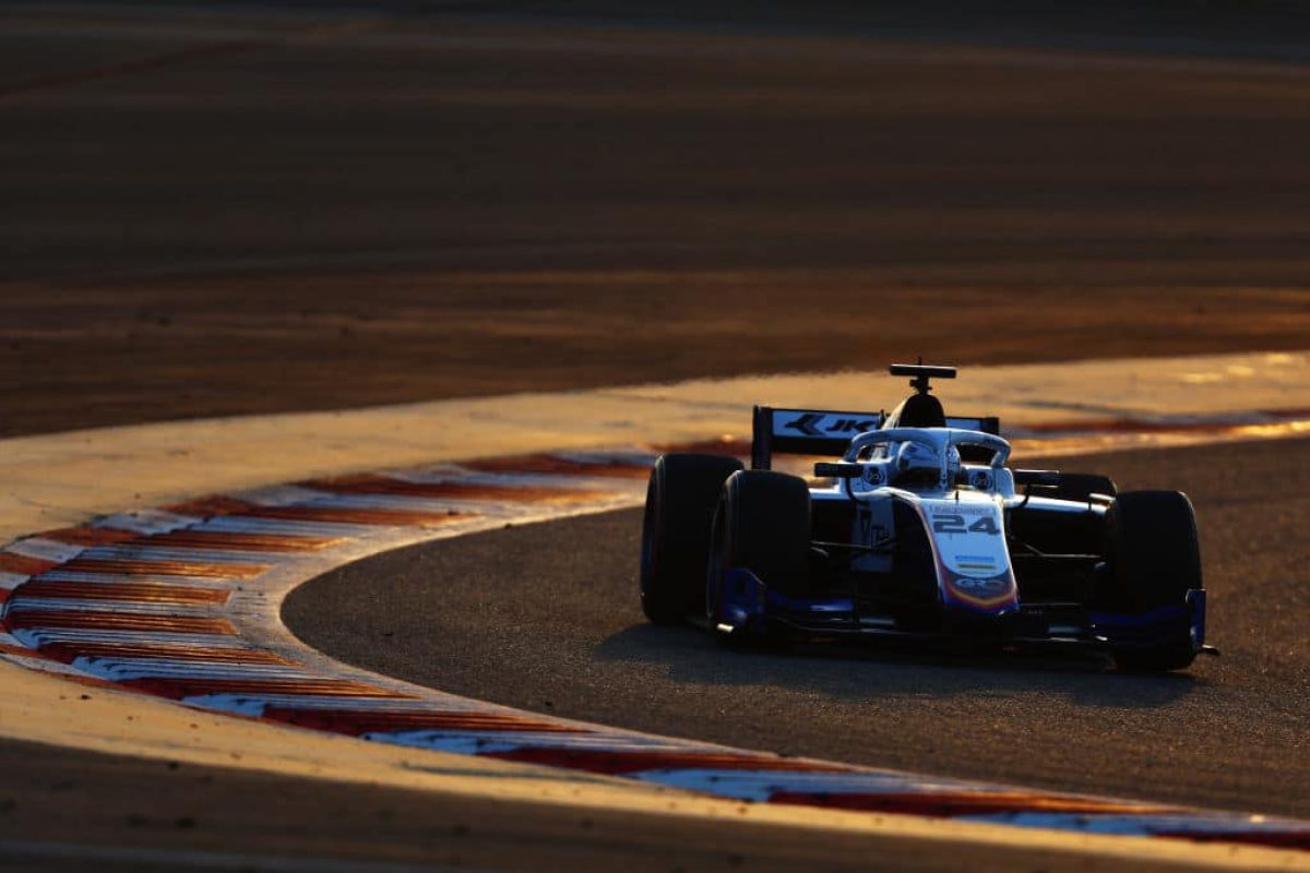 BAHRAIN, BAHRAIN - FEBRUARY 16: Kush Maini of India and Campos Racing (24) drives on track during day three of Formula 2 Testing at Bahrain International Circuit on February 16, 2023 in Bahrain, Bahrain.