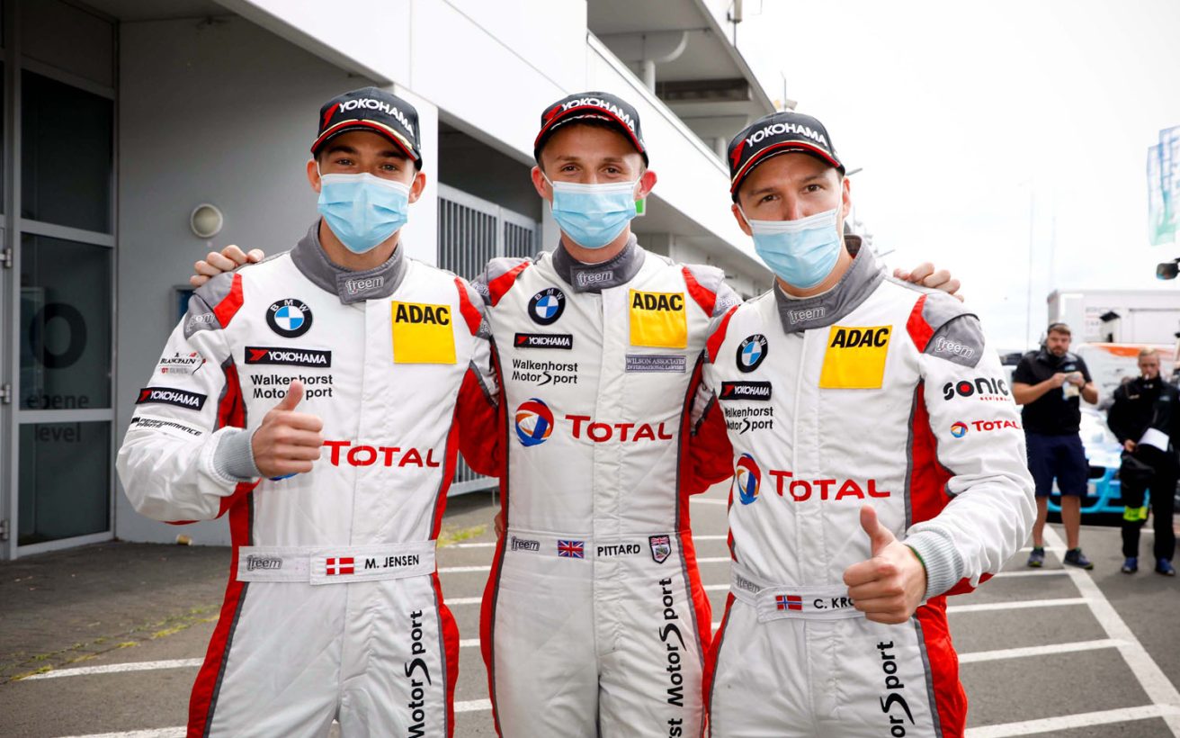 Nürburgring (GER), 11th July 2020. BMW M Motorsport, second Place driver Mikkel Jensen, David Pittard and Christian Krognes, BMW M6 GT3 No 34, Walkenhorst Motorsport