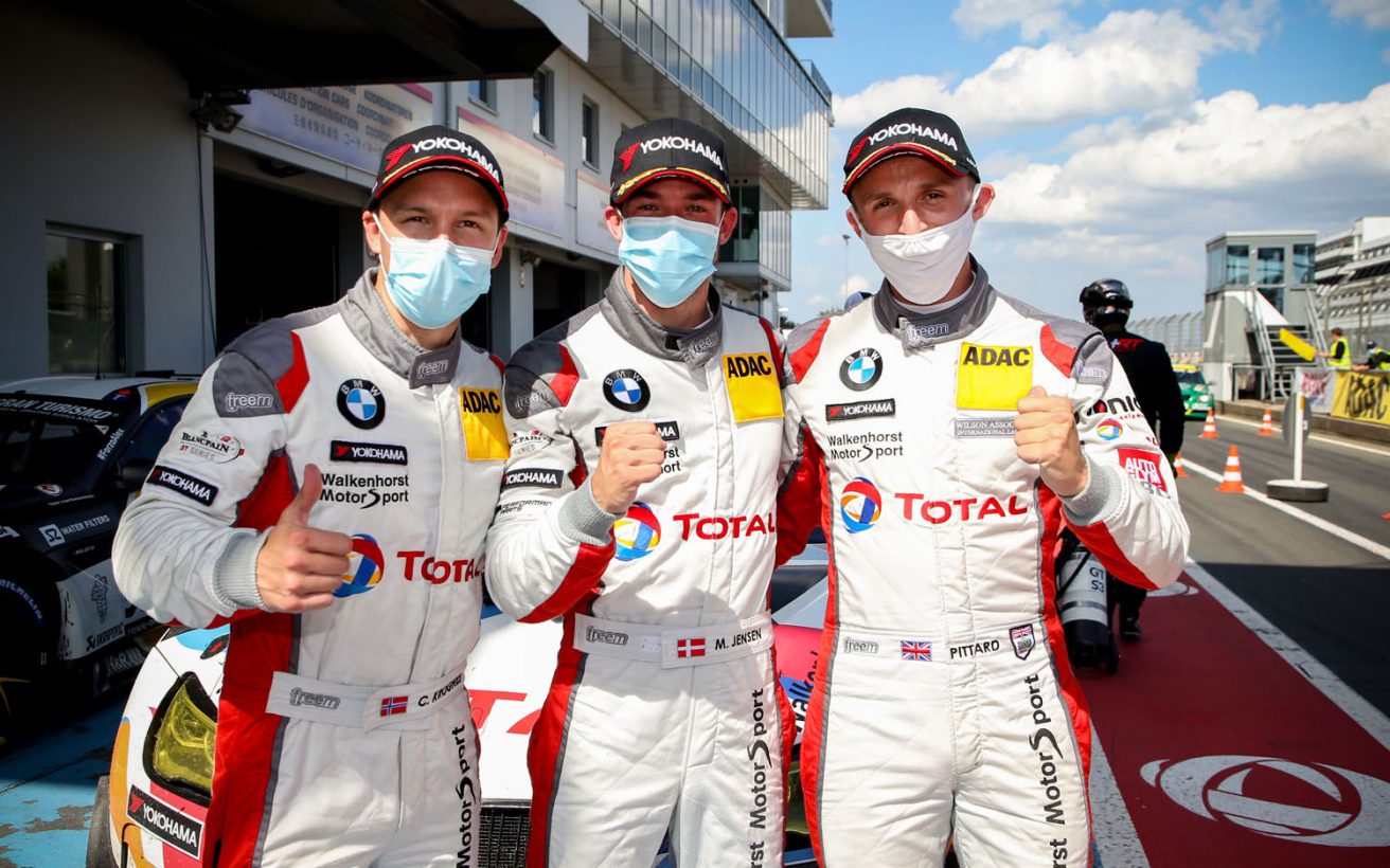 Nürburgring (GER), 1st August 2020. BMW M Motorsport, 2nd Place drivers Christian Krognes, Mikkel Jensen, David Pittard, BMW M6 GT3 No 34, Walkenhorst Motorsport.
