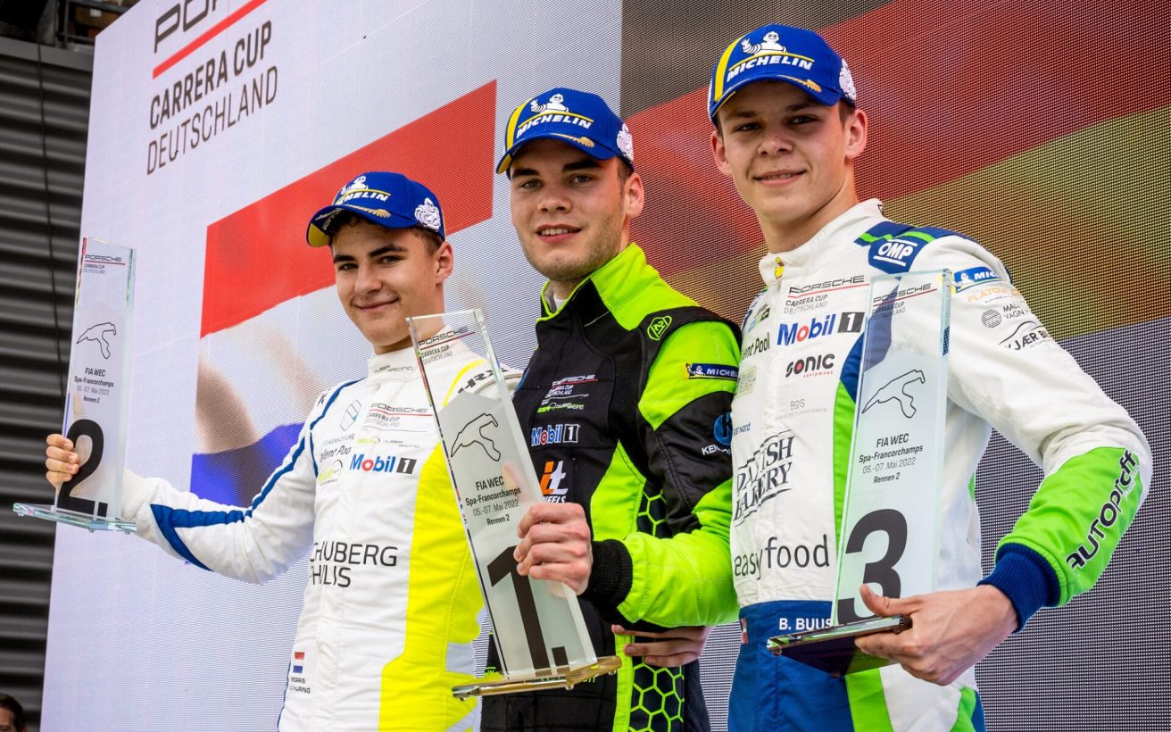 Morris Schuring (NL), SSR Huber Racing, Laurin Heinrich (D), SSR Huber Racing, Bastian Buus (DK), Allied Racing, Porsche Carrera Cup Deutschland, Spa-Francorchamps 2022