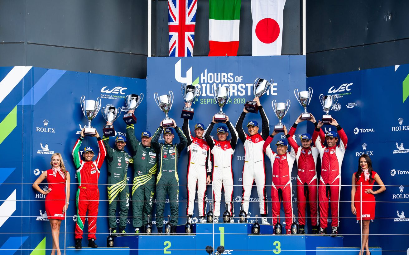 #98 ASTON MARTIN RACING / GBR / Aston Martin V8 Vantage / Paul Dalla Lana (CAN) / Darren Turner (GRB) / Ross Gun (GRB) - #83 AF CORSE / ITA / Ferrari 488 GTE EVO - Franois Perrodo (FRA) / Emmanuel Collard (FRA) / Nicklas Nielsen (DNK) - #70 MR RACING / JPN / Ferrari 488 GTE - Ishikawa Motoaki (JPN) / Olivier Beretta (MCO) / Edward Cheever (ITA) -  4 hours of Silverstone - Silverstone  - Towcester - Great Britain  -