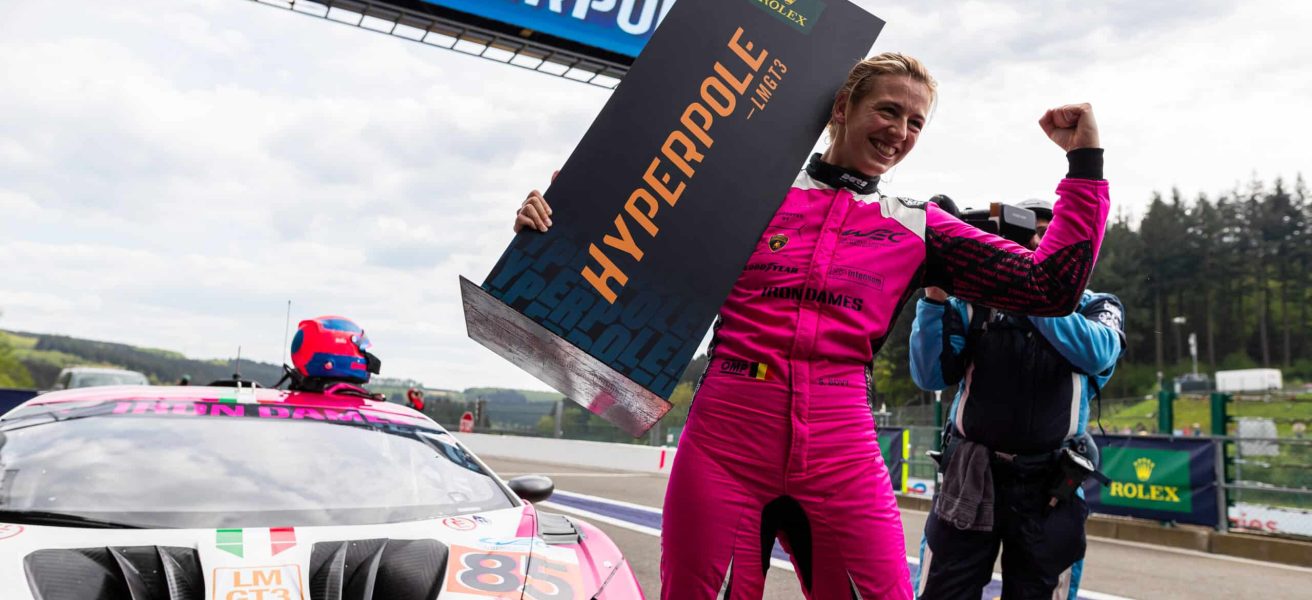 BOVY Sarah (bel), Iron Dames, Lamborghini Huracan GT3 Evo2, portrait hyperpole during the 2024 TotalEnergies 6 Hours of Spa-Francorchamps, 3rd round of the 2024 FIA World Endurance Championship, from May 8 to 11, 2024 on the Circuit de Spa-Francorchamps in Stavelot, Belgium - Photo Javier Jimenez / DPPI