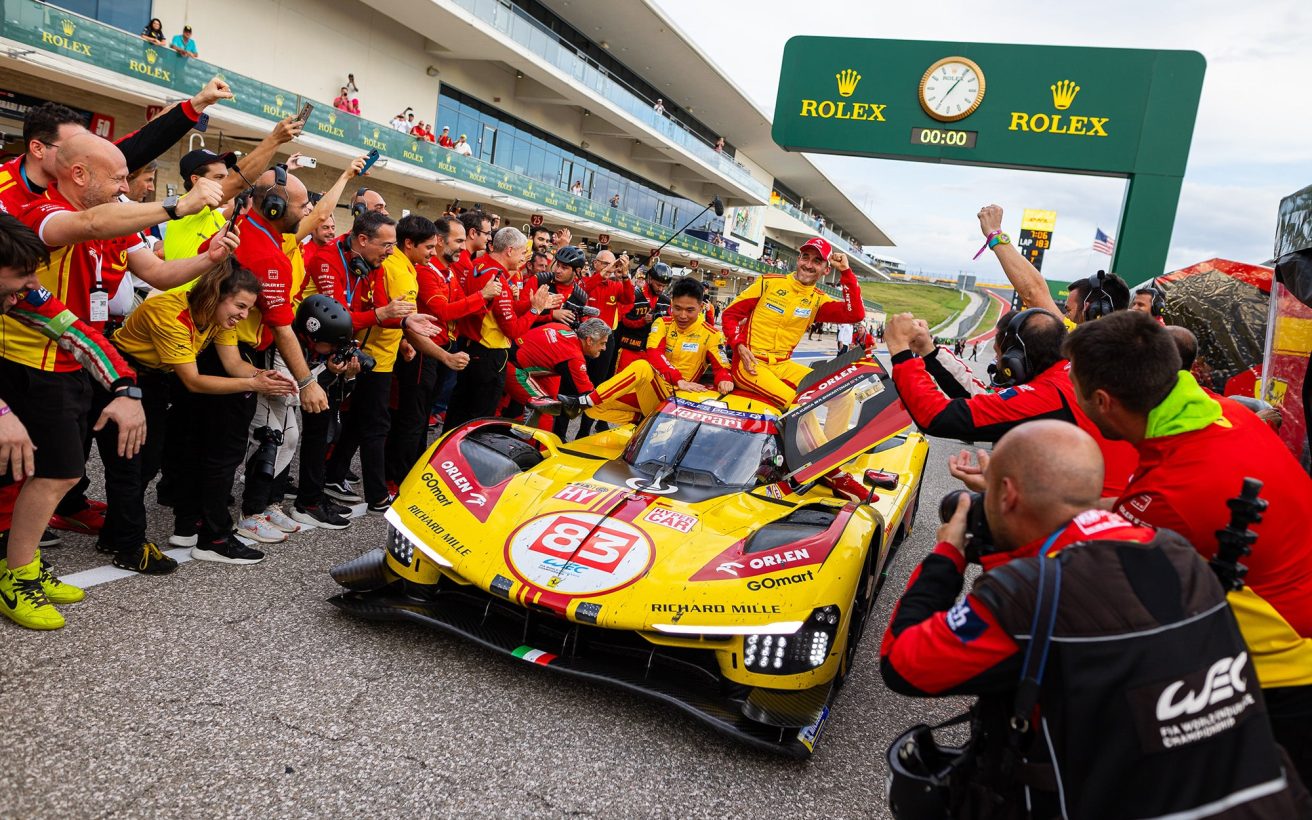 83 KUBICA Robert (pol), SHWARTZMAN Robert (isr), YE Yifei (chn), AF Corse, Ferrari 499P #83, Hypercar, action celebration during the 2024 Lone Star Star Le Mans, 6th round of the 2024 FIA World Endurance Championship, from August 30 to September 1, 2024 on the Circuit of the Americas in Austin, Texas, United States of America - Photo Javier Jimenez / DPPI