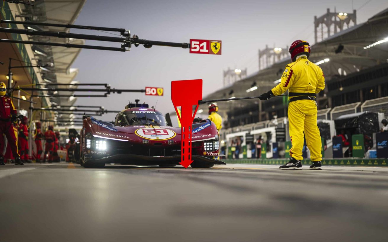 51 CALADO James (gbr), GIOVINAZZI Antonio (ita), PIER GUIDI Alessandro (ita), Ferrari AF Corse, Ferrari 499P #51, Hypercar, pitlane, during the 8 Hours of Bahrain 2025, 8th round of the 2025 FIA World Endurance Championship, from November 6 to 8, 2025 on the Bahrain International Circuit in Sakhir, Bahrain - Photo Charly López / DPPI