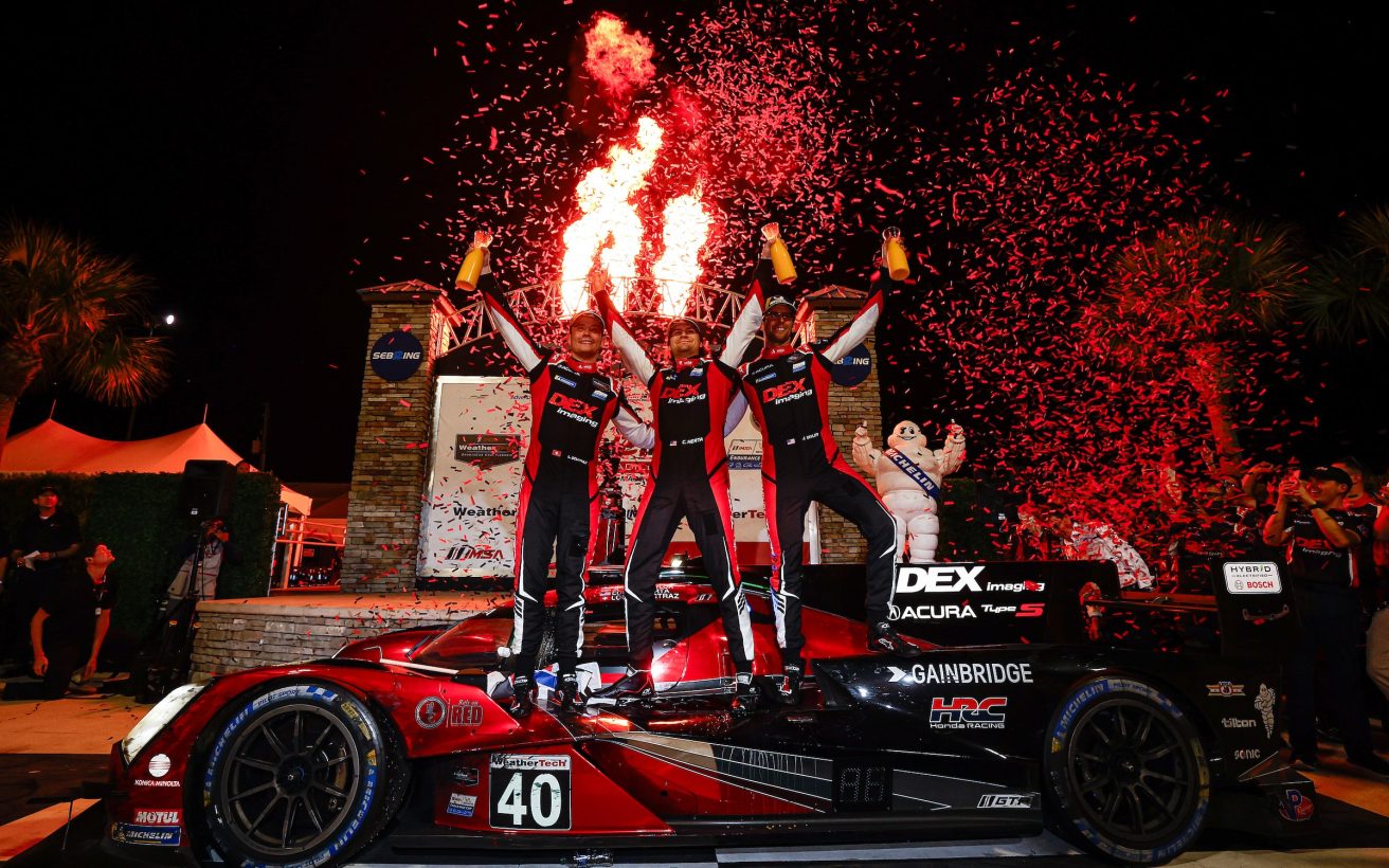#40: Wayne Taylor Racing with Andretti, Acura ARX-06, GTP: Jordan Taylor, Louis Deletraz, Colton Herta, Confetti, Orange Juice