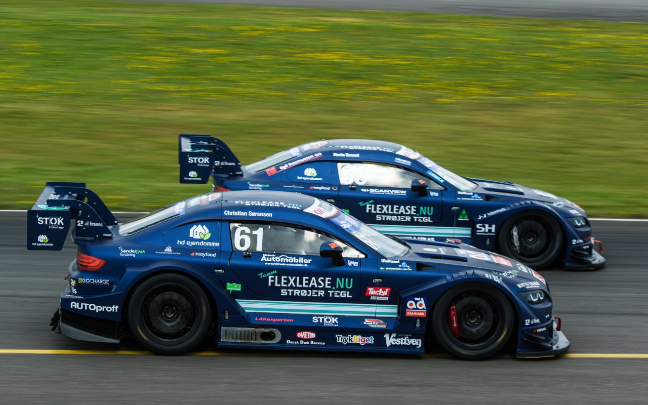 Team Flexlease.nu træder ind i den sønderjyske Super GT-serie med Kevin Rossel og Christian Sørensen, som endte med henholdsvis anden- og tredjebedste tid. Foto: Niklas Majgaard/Boxengasse.dk