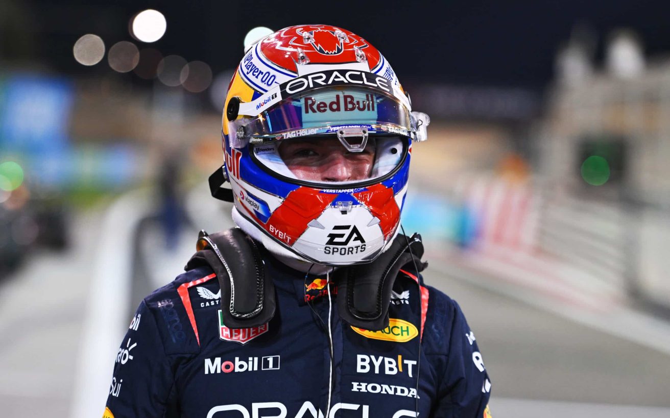 BAHRAIN, BAHRAIN - MARCH 01: Pole position qualifier Max Verstappen of the Netherlands and Oracle Red Bull Racing celebrates in parc ferme during qualifying ahead of the F1 Grand Prix of Bahrain at Bahrain International Circuit on March 01, 2024 in Bahrain, Bahrain. (Photo by Rudy Carezzevoli/Getty Images) // Getty Images / Red Bull Content Pool // SI202403010709 // Usage for editorial use only //