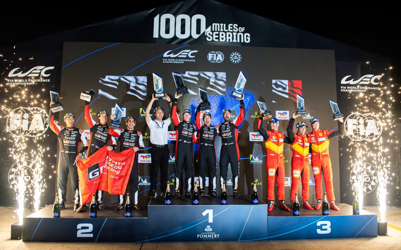 Sébastien Buemi, Brendon Hartley, Ryo Hirakawa, Mike Conway, Jose Maria Lopez, Kamui kobayashi 
TOYOTA GAZOO Racing. 
World Endurance Championship
1000 Miles of Sebring
Sebring Circuit Florida, USA
13th to 17th March 2023