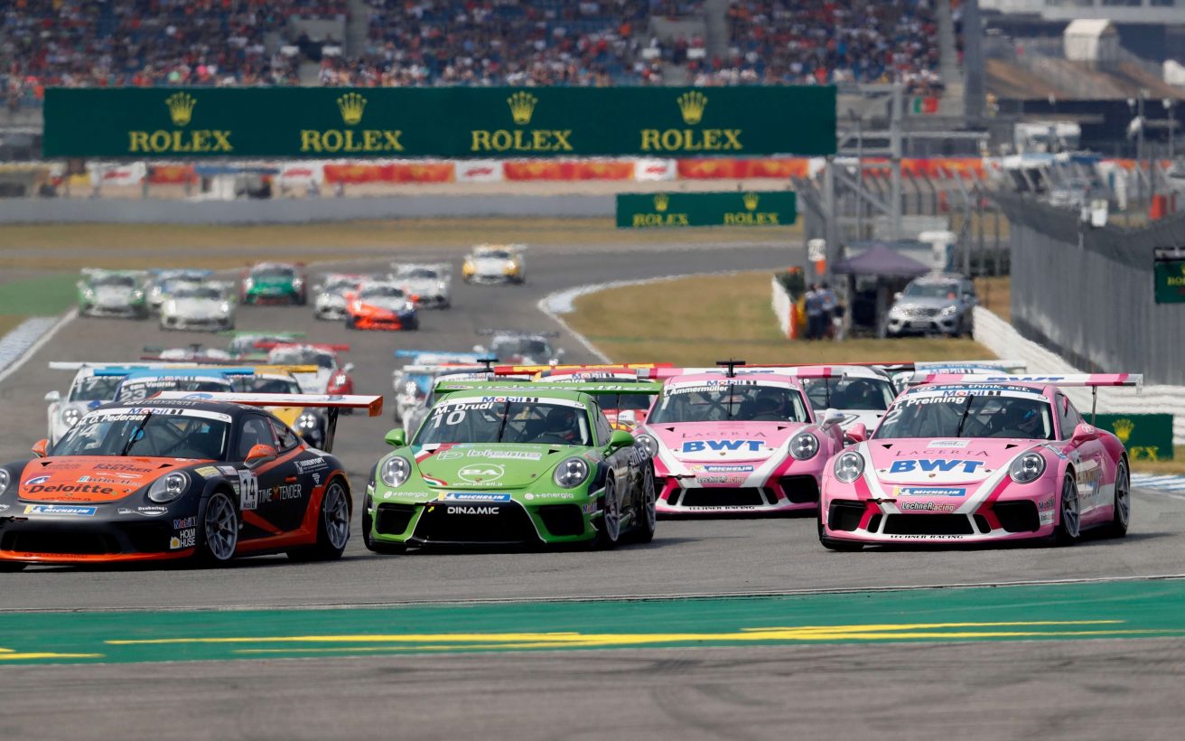 Porsche 911 GT3 Cup, Mikkel Overgaard Pedersen (DK), Mattia Drudi (I), Thomas Preining (A), Porsche Mobil 1 Supercup, Hockenheim 2018